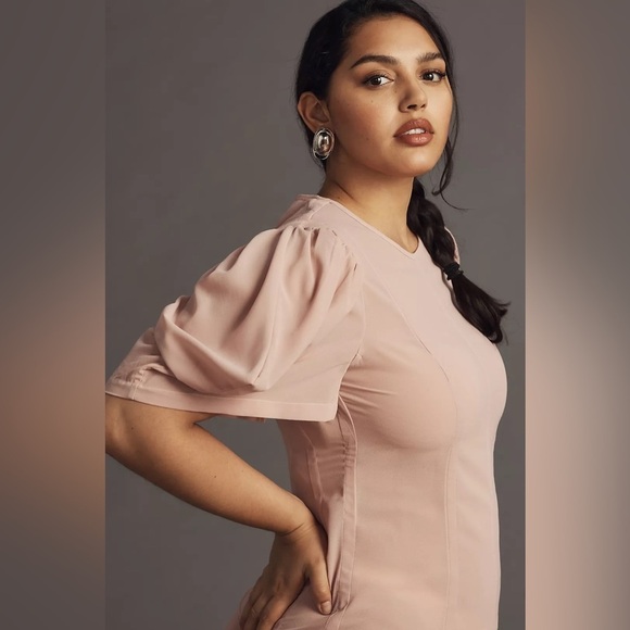 By Anthropologie Modern Sheer Midi Dress Violet Ice Size 0. - Picture 4 of 13